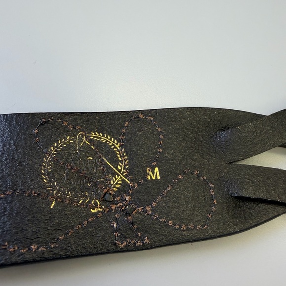 MB3 Vintage Boho Leather Belt with Pink Rhinestone Flowers - Size M - Picture 6 of 8